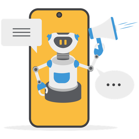 O chatbot do robô está respondendo aos clientes  Ilustração