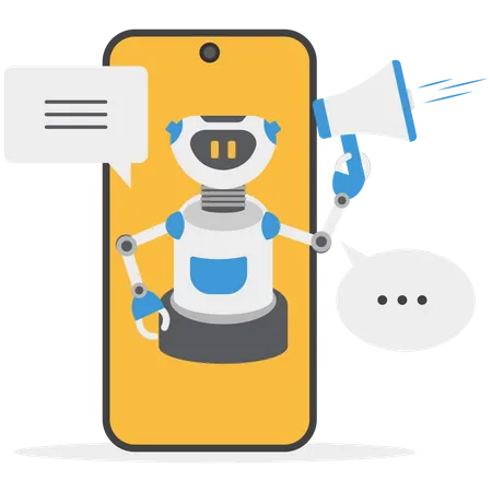 O chatbot do robô está respondendo aos clientes  Ilustração