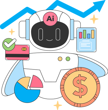 Robô fazendo análise financeira  Ilustração