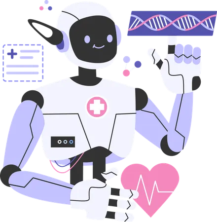 Robô fazendo pesquisa de DNA  Ilustração