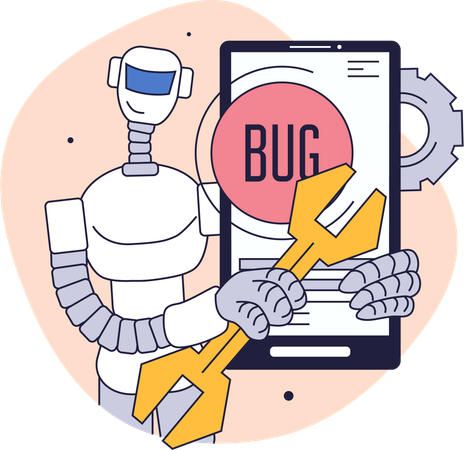El robot analiza el sistema en busca de errores  Ilustración