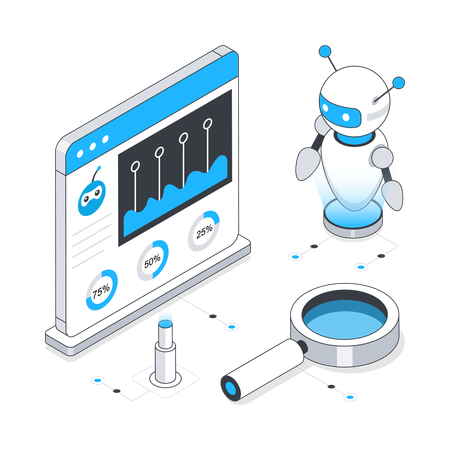 Robot Analyzing  Illustration