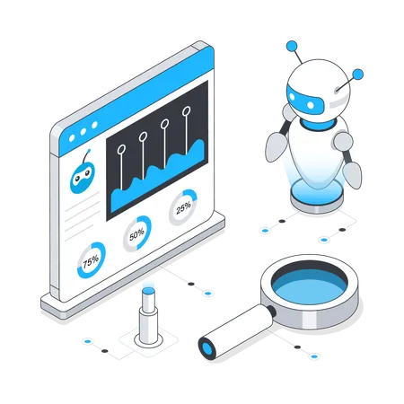 Robot Analyzing  Illustration