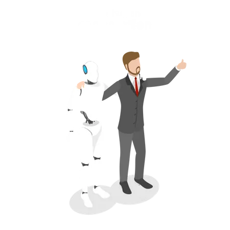 Robot and human cooperation Illustration