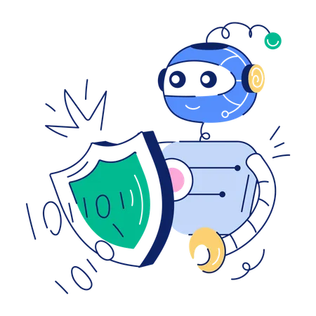 Heres A Doodle Illustration Depicting Robot Antivirus Illustration