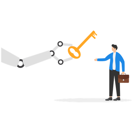 Robot arm giving key to success  Illustration
