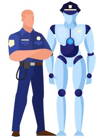 Robot as a police officer  Illustration