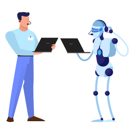 Robot as support service worker  Illustration