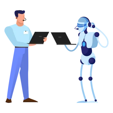 Robot as support service worker  Illustration