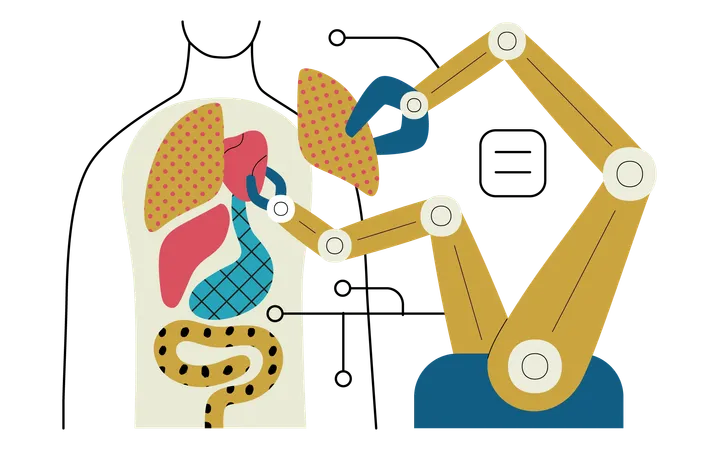 Robot assembling organs using blocks  Illustration