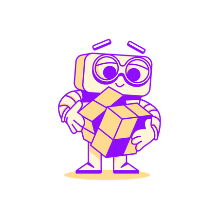 Robot assistance assembling the cube  Illustration