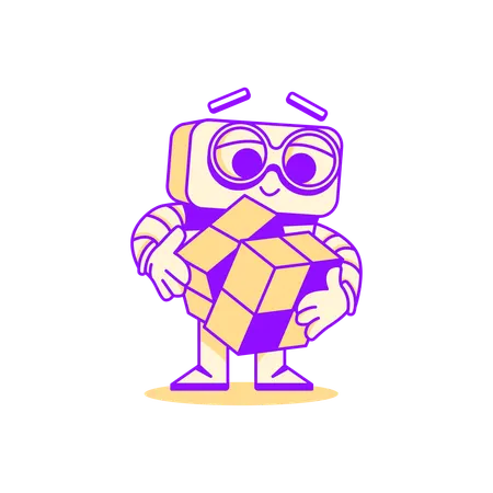 Robot assistance assembling the cube  Illustration