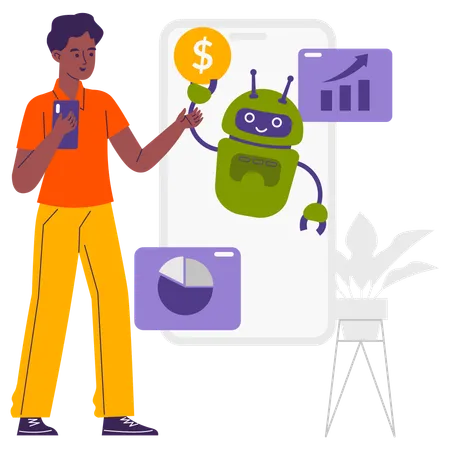 Robot assistant financier  Illustration