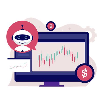 Robot assistant for stock market  Illustration