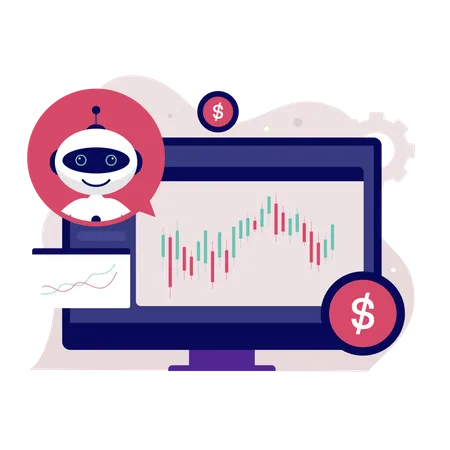 Robot assistant for stock market  Illustration