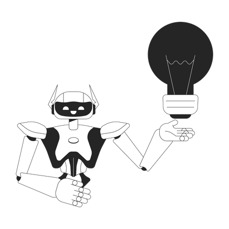 Robot assistant generating idea  Illustration