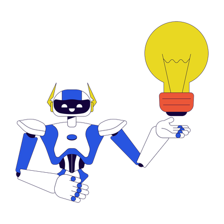 Robot assistant generating idea  Illustration