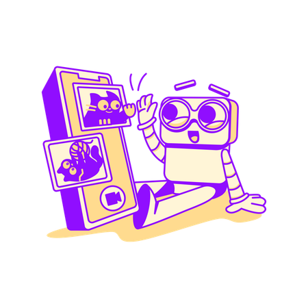 Robot attending online conference  Illustration