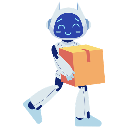 Robot Carrying Package  Illustration