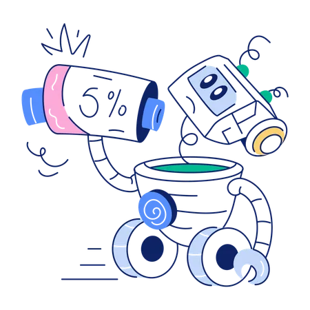 Check This Hand Drawn Illustration Of Robot Charging イラスト