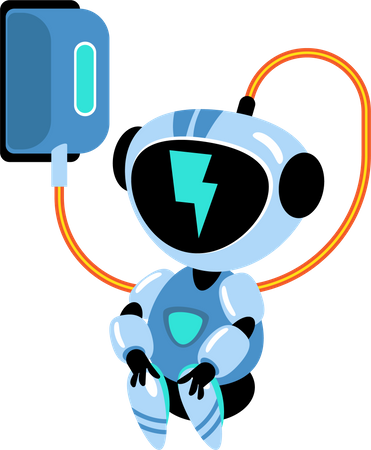 Robot charging with electric charging station  Illustration
