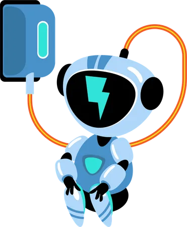 Robot charging with electric charging station  Illustration