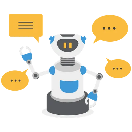 Robot Chatbot Is Replying To Clients イラスト