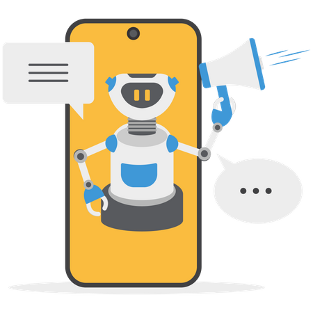 Robot chatbot is replying to clients  イラスト