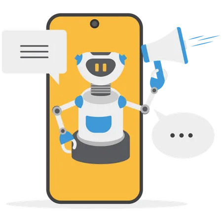 Robot Chatbot Is Replying To Clients Illustration