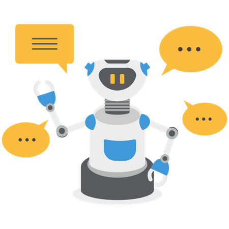 Le chatbot robot répond aux clients  Illustration