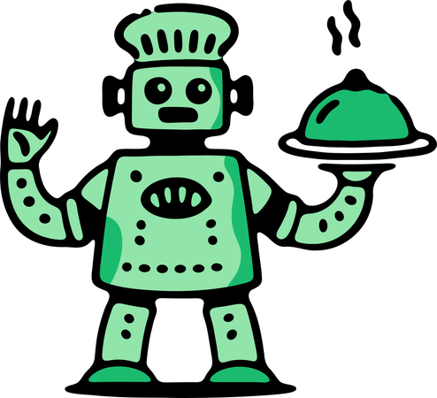 Robot chef serving food  Illustration