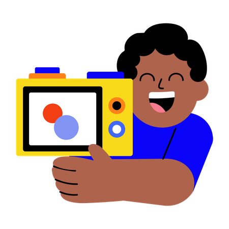 Robot clicks photo from smart camera  Illustration