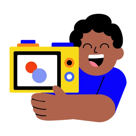 Robot clicks photo from smart camera  Illustration