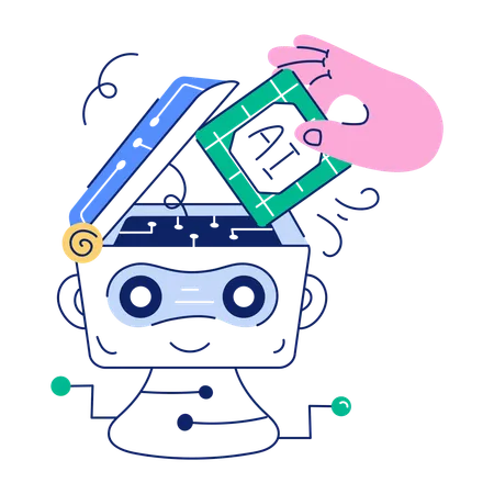 Check Out Doodle Mini Illustration Of Robot Command Illustration