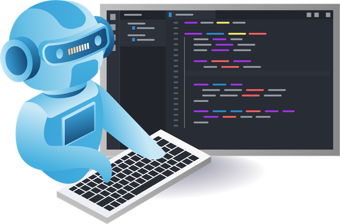 Robot  compiling a programming language  Illustration