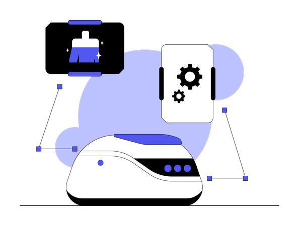 Robot connected to mobile  Illustration