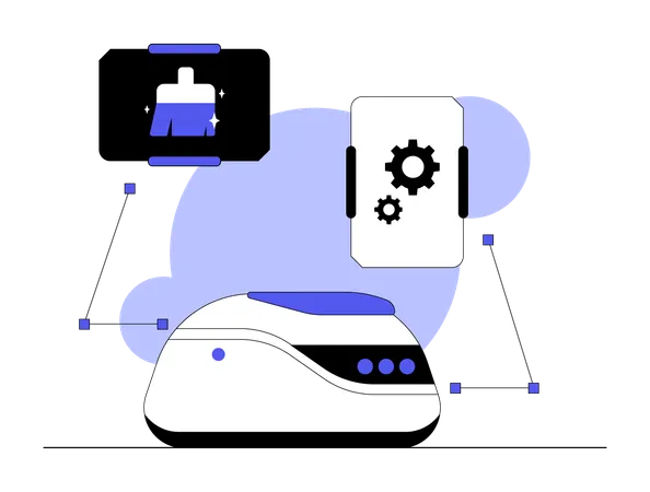 Robot connected to mobile  Illustration