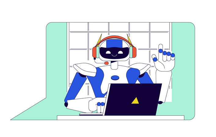 Robot consulting customers  Illustration