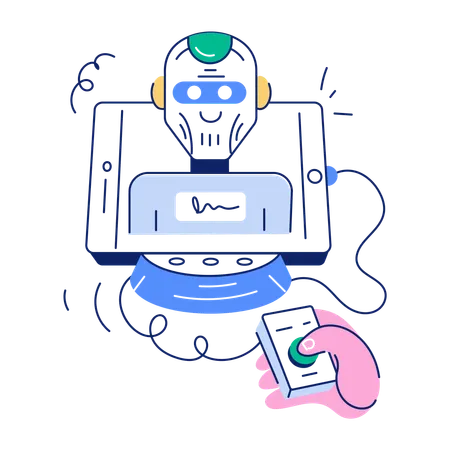 Get This Hand Drawn Illustration Of Robot Control Illustration