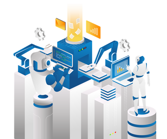 Robot controlling automatic machine  Illustration