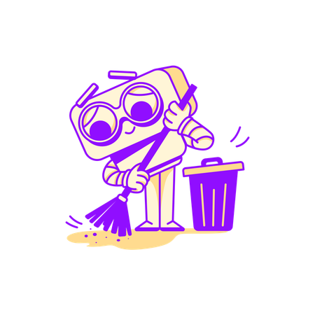 Robot deleting files  Illustration