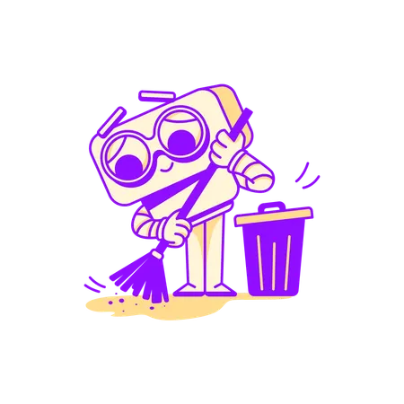 Robot deleting files  Illustration