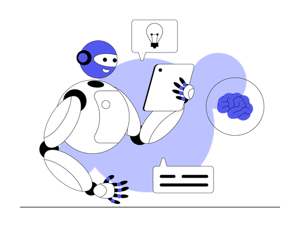 Robot discussing innovative ideas  Illustration