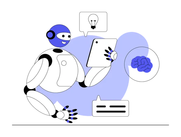 Robot discussing innovative ideas  Illustration