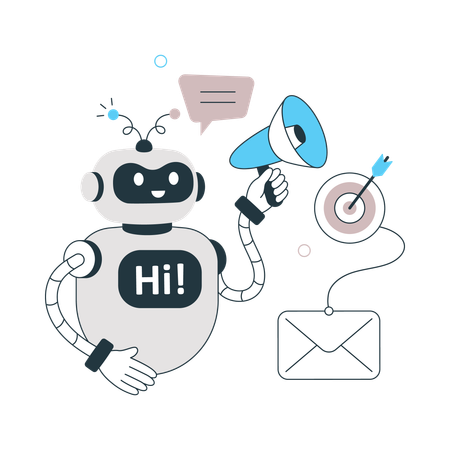 Robot doing Ai Marketing with Strategy  Illustration