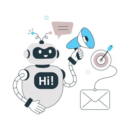 Robot doing Ai Marketing with Strategy  Illustration