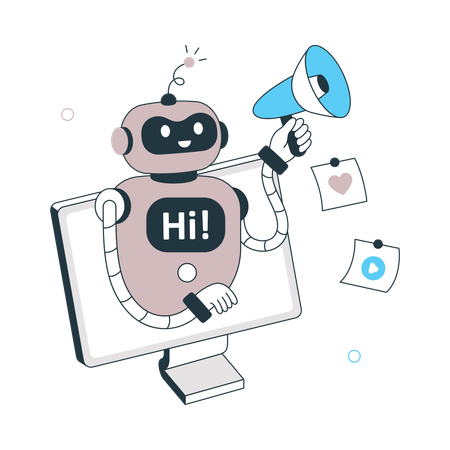 Robot doing Ai Promotion  Illustration