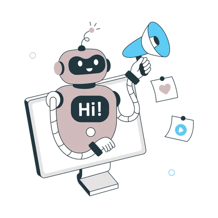 Robot doing Ai Promotion  Illustration