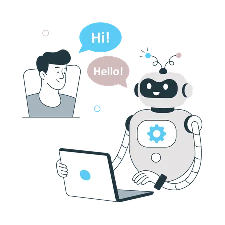 Robot doing Ai Translation  Illustration