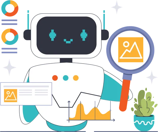 Robot doing analysis  Illustration